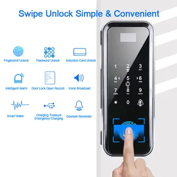 

Fingerprint Lock Biometric Fingerprint Door Lock Electric With Touch Keypad Smart Card Remote Control Office Glass Door Lock