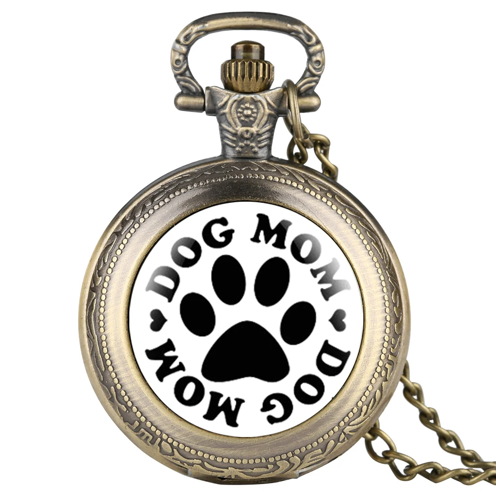 Карманные часы серии Love Dog Mom для женщин аналоговые кварцевые Подвесные с