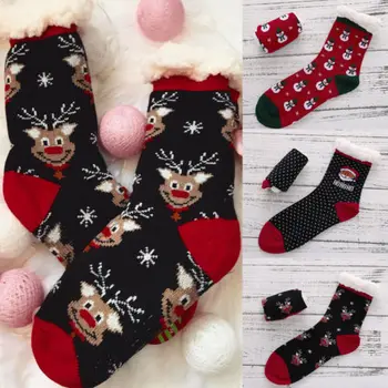 

Women Winter Warm Cotton Socks Reindeer Christmas Snowman Bear Santa Claus Socks