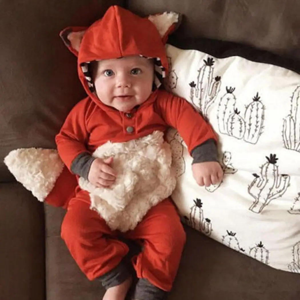 

Newborn Baby Jumpsuit Boys Girls Long Sleeve Fox Romper Onesie Outfit Clothes