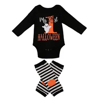 

Halloween Baby Cotton Romper Newborn Boys Girls Pumpkin Romper+leg Warmers 2pcs Fall Costume Outfits Body Suit For Newborns