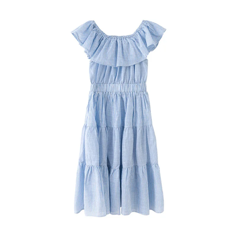 

striped chiffon long dress age for 6 - 16 yrs teenage girls princess costume 2019 new summer beach clothes ruffle simple frocks