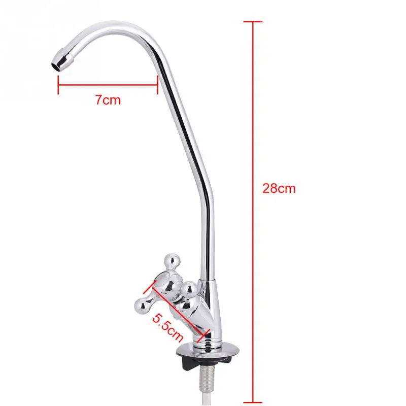 1/4 ''цинковый сплав кухонный кран хром обратного осмоса RO питьевой воды фильтр для раковины кран элегантный Гусь шеи кран