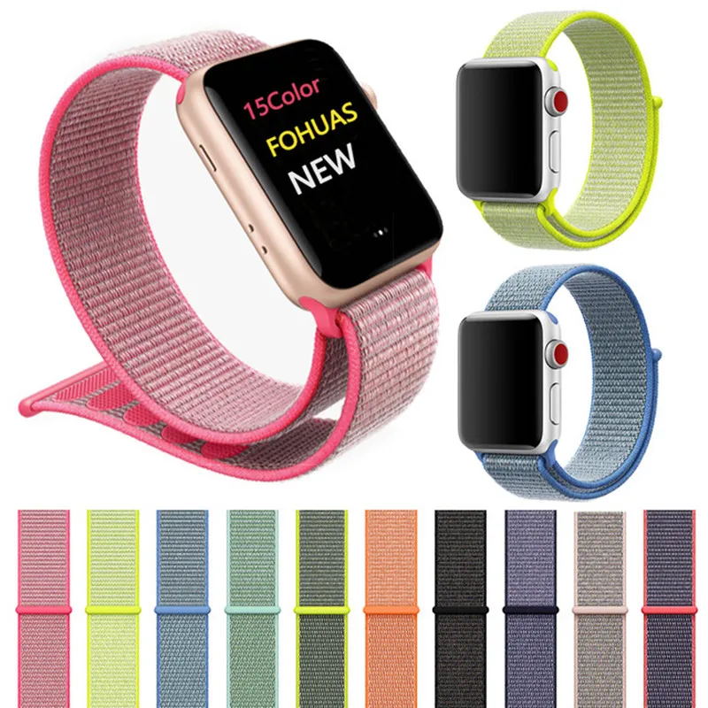 Спортивный нейлоновый ремешок для Apple Watch Band iWatch Series 1 2 3 4 красочный нейлоновый Корреа застежка тканые сменные ремешки Ремешки для часов