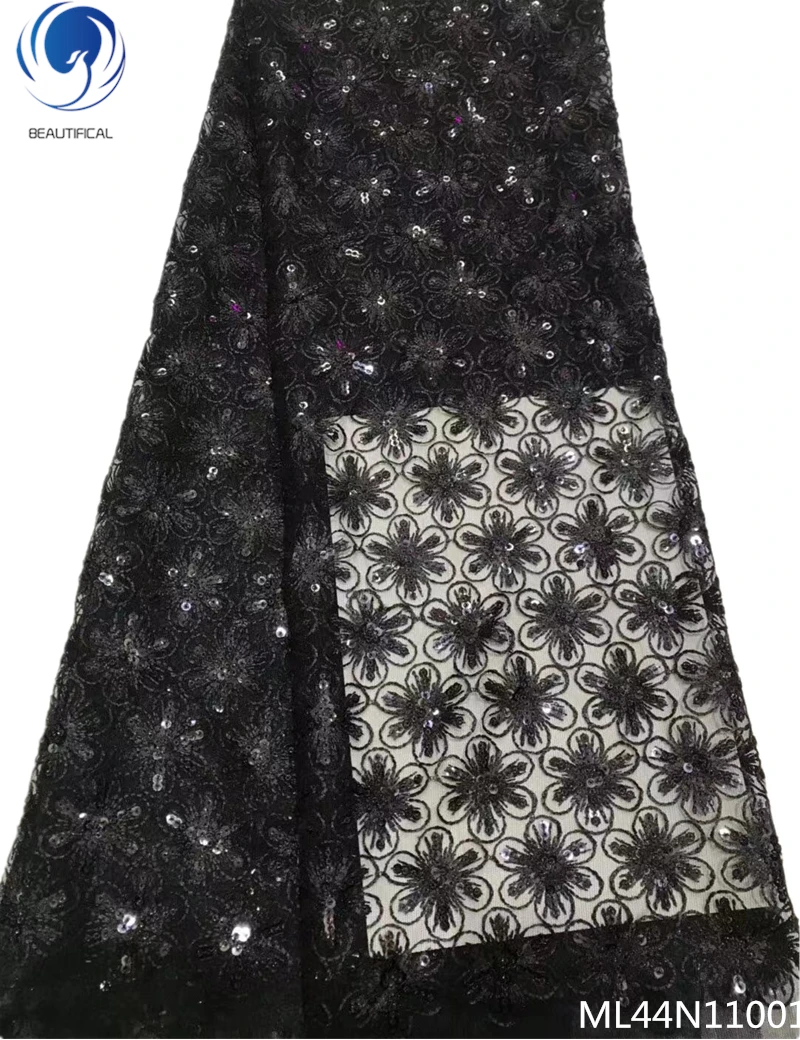

BEAUTIFICAL african sequin lace fabric new design french tulle fabric sequin net lace 2019 ML44N110