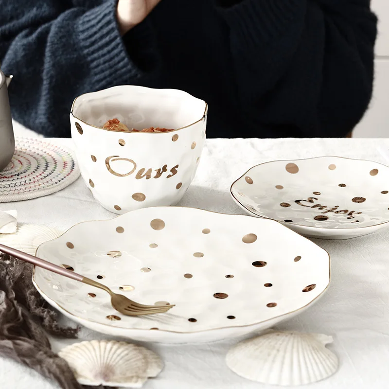 

Originality Golden Point Ceramics Household Large Dish Food Disc Soup Ceramic Bowl Noodles Bowl Salad Fruit Tableware