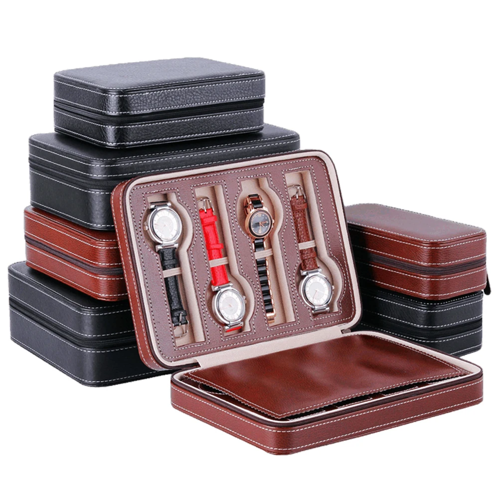 

New Portable Watch Box Jewelry Holder Zipper Leather Organizer Wrist Storage Leather Case Display #1122
