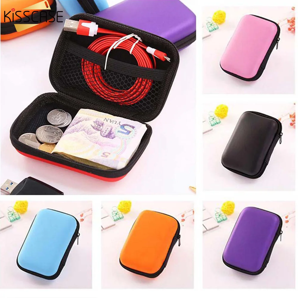 

KISSCASE Colorful Convenience Earphone Cable Accessory Phone Data Line Wire Organizer Case Portable Zip Lock Pouch Case Box