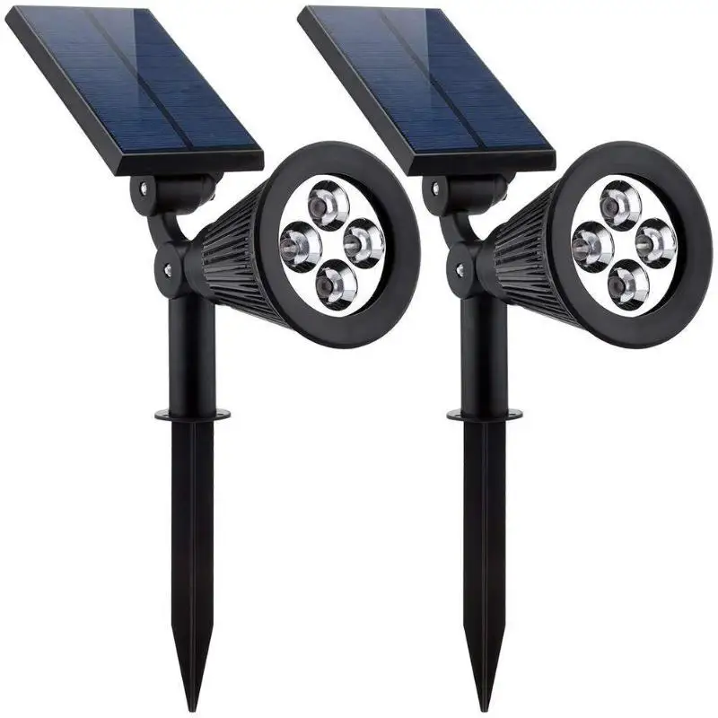 

2-in-1 Waterproof 4 LED Solar Spotlight Adjustable Wall Light Landscape Security Lighting Sensing Auto On/Off for Path Yard