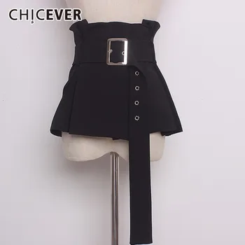 

CHICEVER 2020 Vintage Black Belt For Women Cummerbunds Slim Pleated Shirt Accessories Belts Female Fashion Casual New