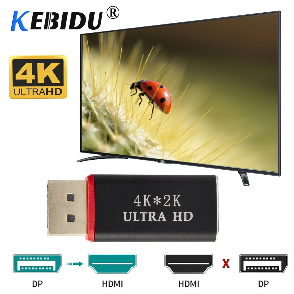 KEBIDU 4K DP к HDMI конвертеру порт дисплея адаптеру 30 Гц видео аудио разъем папа