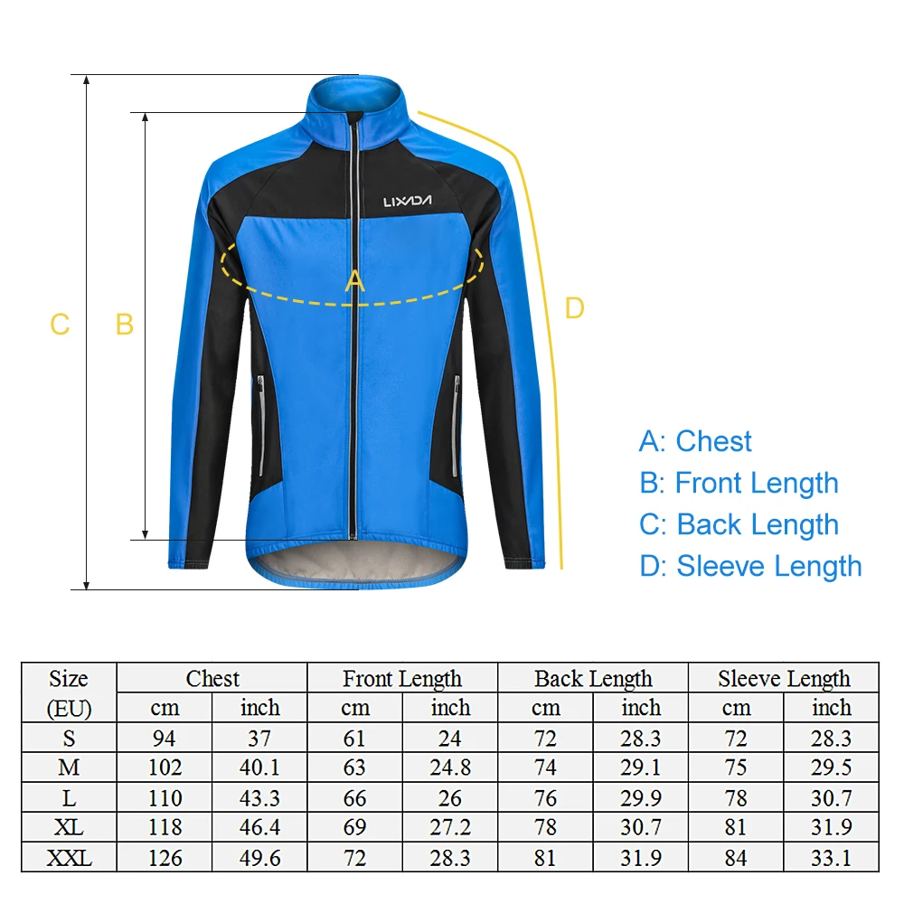 Lixada Мужская зимняя ветрозащитная куртка для езды Тепловая флисовая куртка для езды с длинными рукавами куртка для велосипедного спорта велосипед ветровка одежда