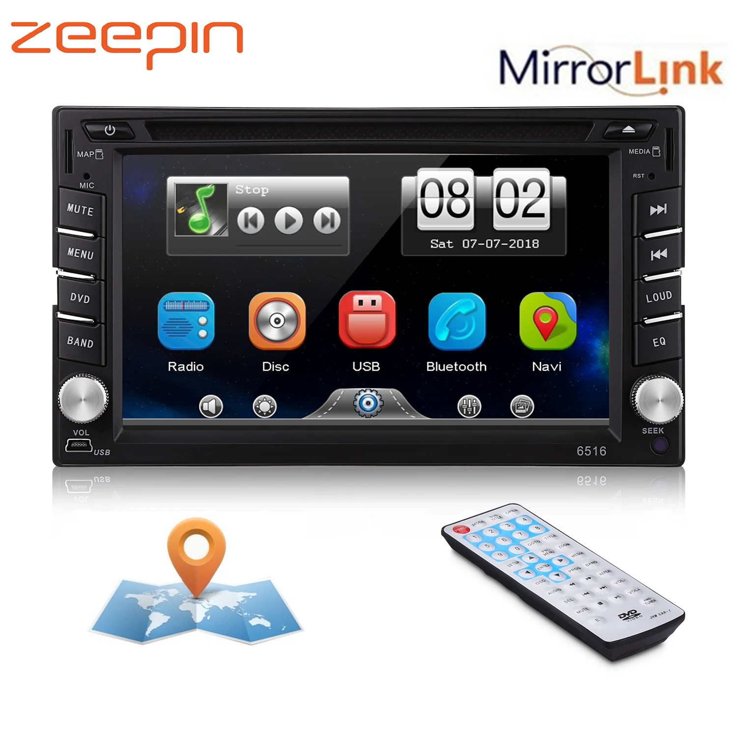 

6.2 Inch LCD Touchscreen Car Player 2din GPS Bluetooth Wireless Remote Rearview Camera Auto AM/FM Radio Car Multimedia Player