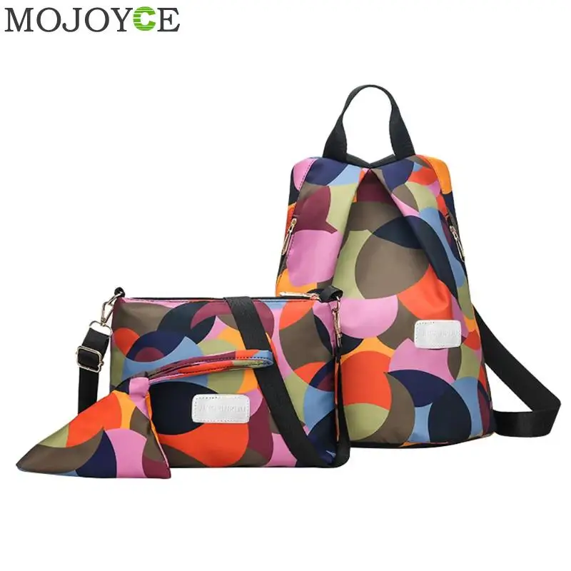 buy 3Pcs Set Women Oxford Backpack Female School Bag For Teenager Girl Lady Crossbody Shoulder Bag Clutch Purse bolsa feminina