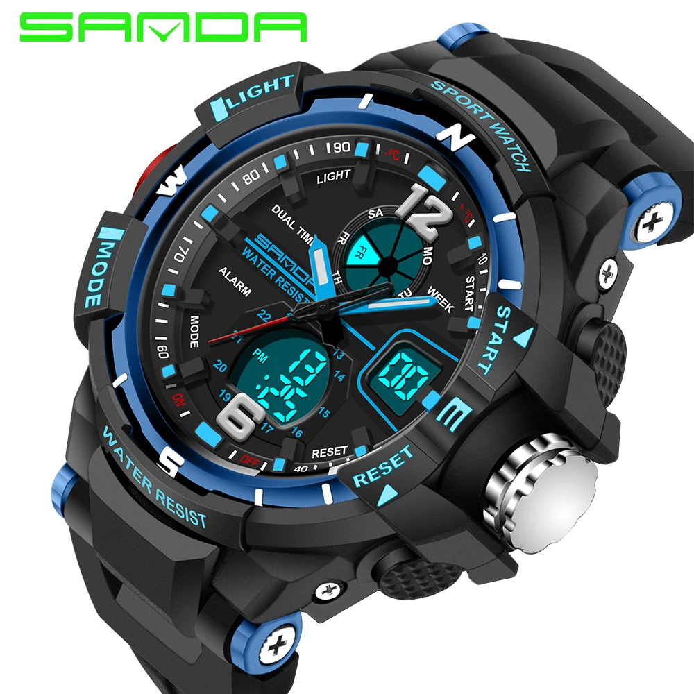 

2019 Luxury G Style Army Military Men Sports Watch Led Male Clock Digital Waterproof Men Watch Clock erkek kol saati Sanda 289