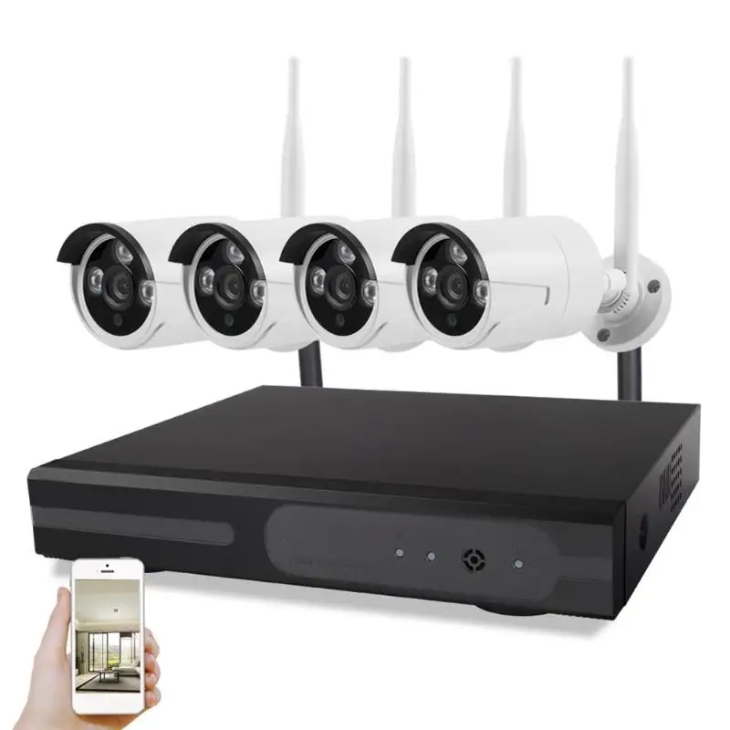 

Wireless Security Camera System 4CH 1080P 3.6mm Lens WiFi NVR Video Surveillance Set with US Plug White Home Safety Surveillance