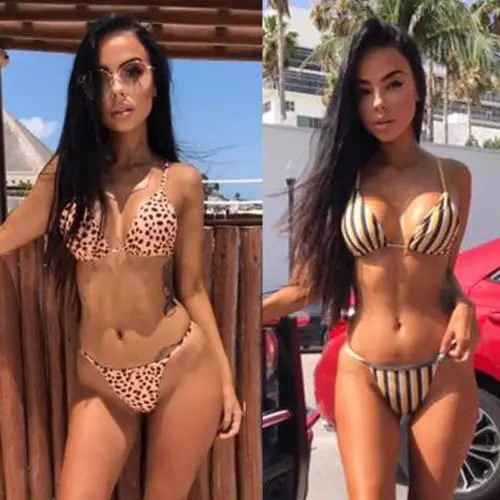 

2018 Womens Bikini Set Bandage Push-Up Padded Striped Dots Beachwear Swimwear Swimsuit Bathing Brazilian