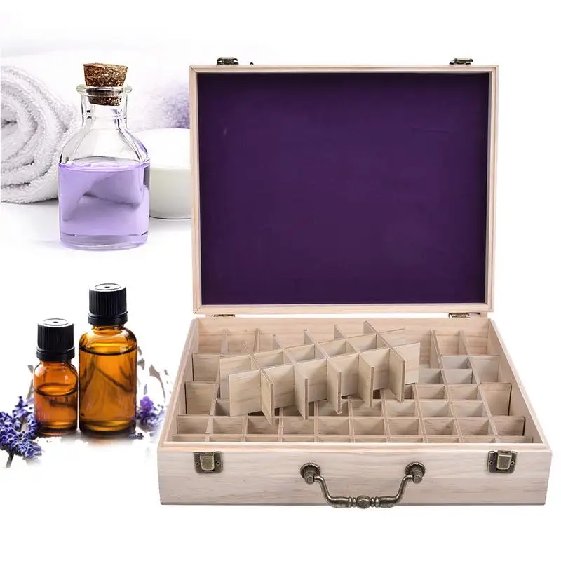 72 слота, деревянная коробка для хранения бутылок с маслом, ароматерапия, Эфирный Органайзер с замком, чехол для хранения эфирных масел, подарок для дома
