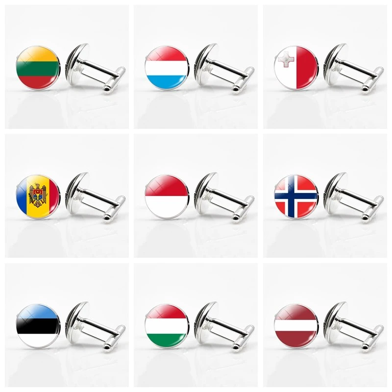 ヨーロッパ国旗カフスリトアニアルクセンブルクハンガリーマルタラトビアノルウェー国旗男性カフスジュエリー Tie Clips Cufflinks Aliexpress