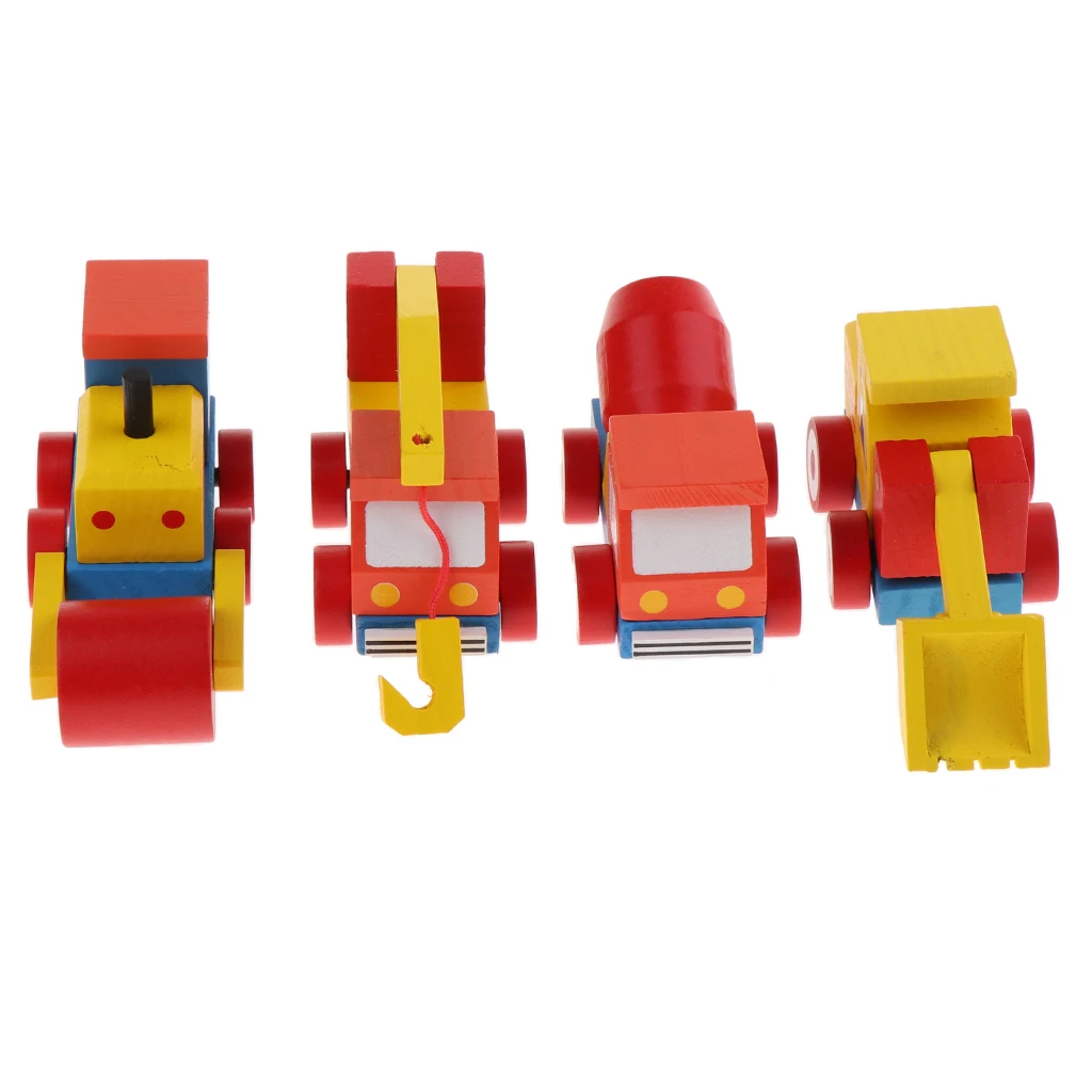 4Pcs Wooden Vehicle Kids Toy Cars Play Set Toy Gift for Baby Early Learning 4Pcs Wooden Vehicle Kids Toy Cars Play Set Toy Gift for Baby Early Learning