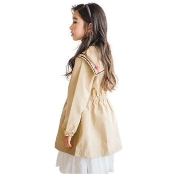 

2019 New Girls Jackets Coat Age For 6-14 Yrs Teenage Girls School Style Outfits Big Girls Autumn Windbreaker Khaki Simple Tops