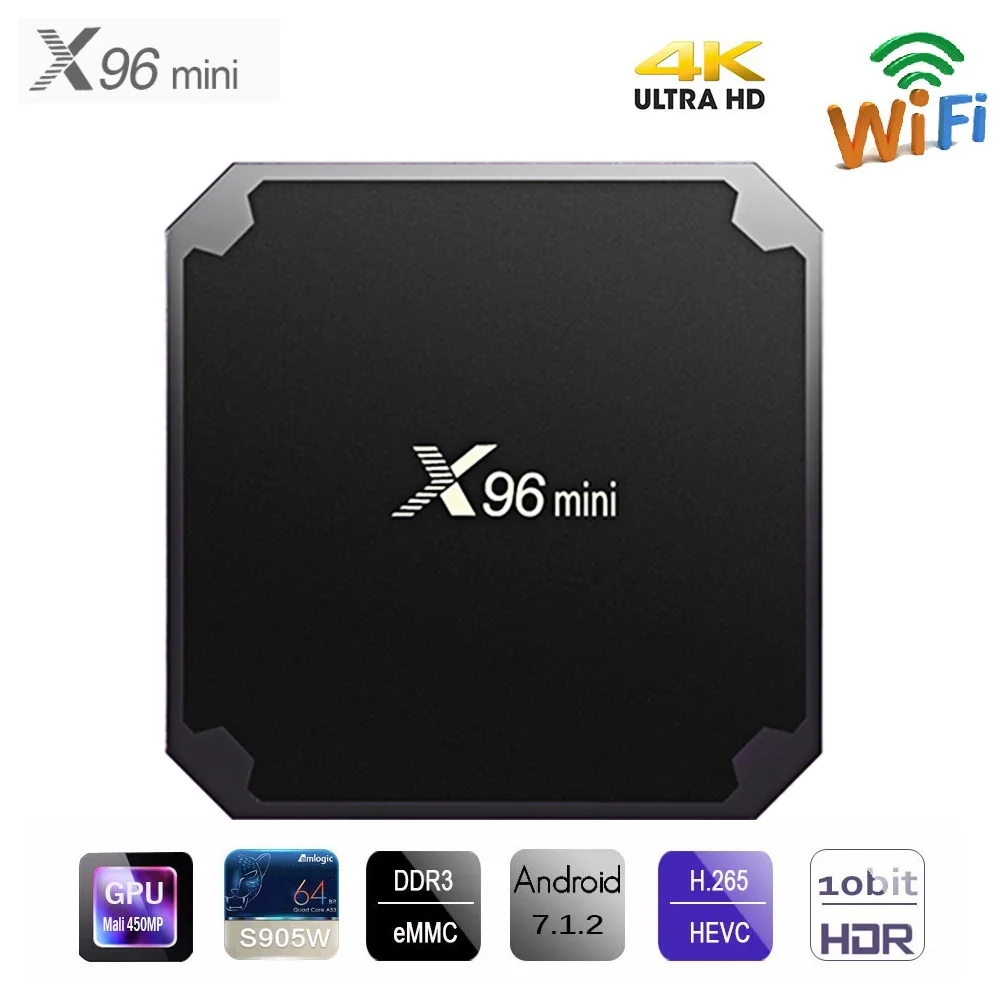 

X96mini Android 7.1 TV BOX Amlogic S905W Quad Core 2.4GHz 4K Set-Top Box 1GB+8GB 2GB+16GB Wifi Smart Media Player