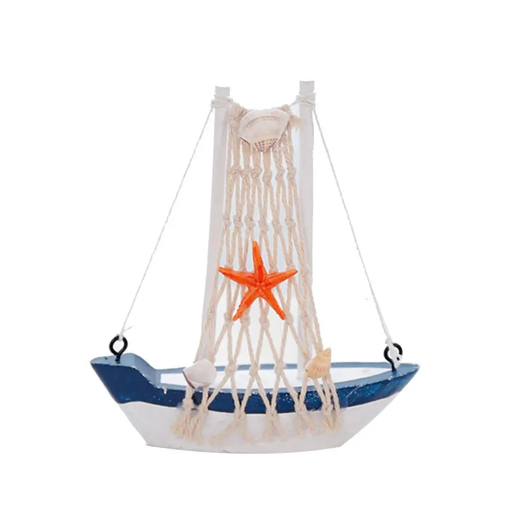 

Mediterranean Style Desktop Decoration Carved Marine Home, Office Decorative Sailboat Model Nautical Wood