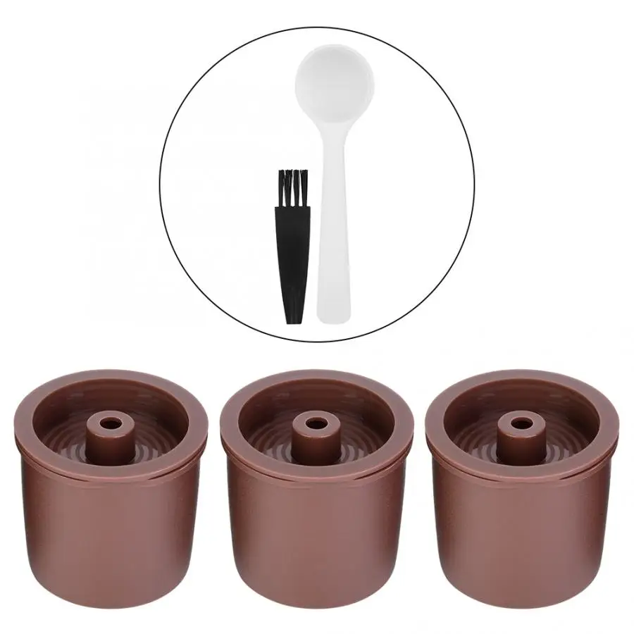 

5pcs/Set Reusable Refillable Nespresso Coffee Capsule With Plastic Spoon Filter Pod and Brush Filters Kitchen Dining Bar Tool