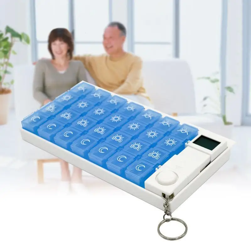 7 Days Portable Pill Dispenser Reminder Timer Pill Box Organizer 28