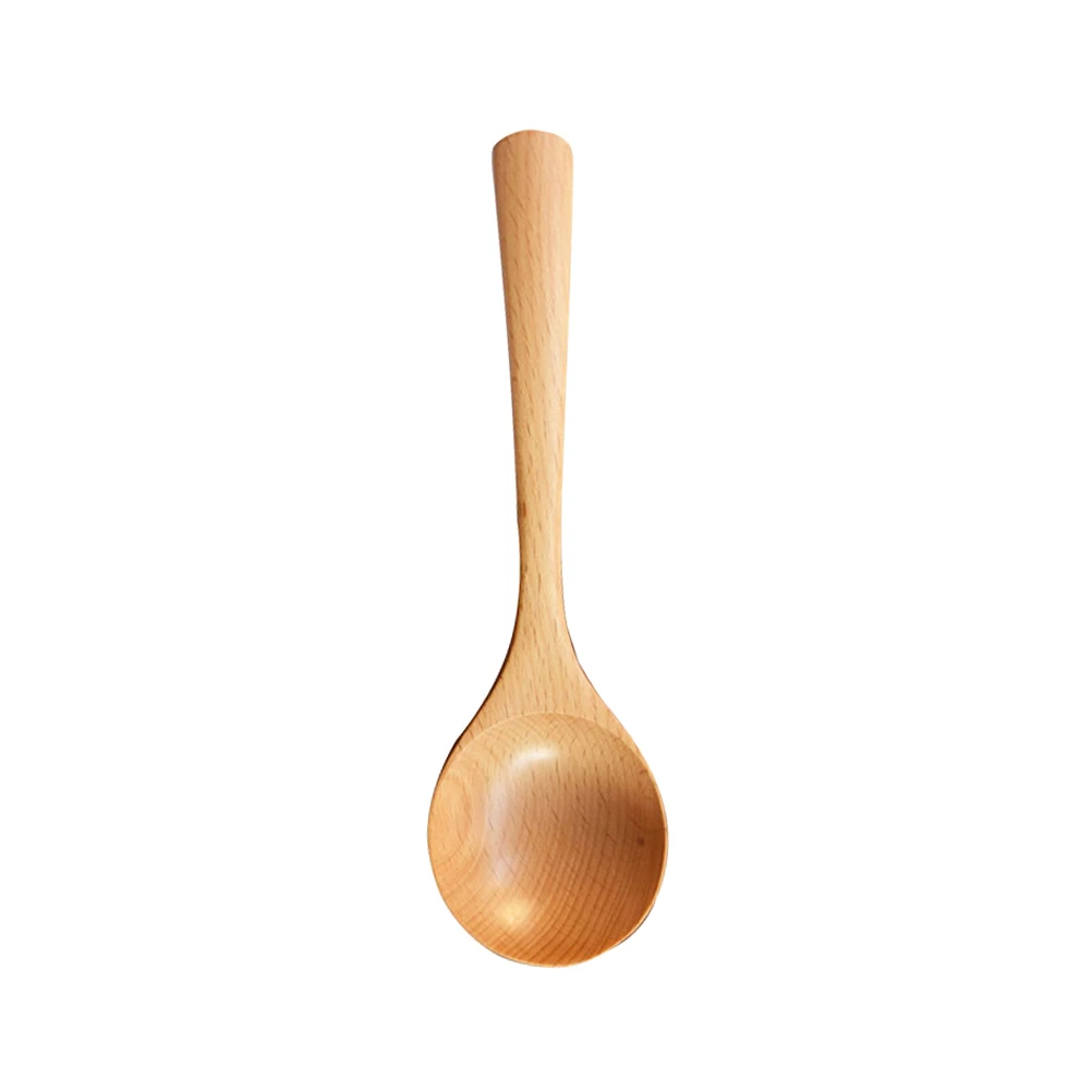 

1pc Wooden Rice Spoon Round Natural Wood Cooking Spoon Kitchen Accessories Dining Utensil