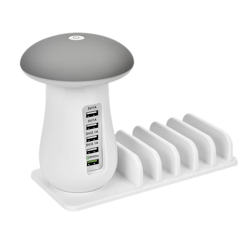 

HOT-Multi 5 Port Charging Dock Tablet QC 3.0 Quick Charge Charger Power Station Lamp 5 Multi Usb Fast Phone Charger