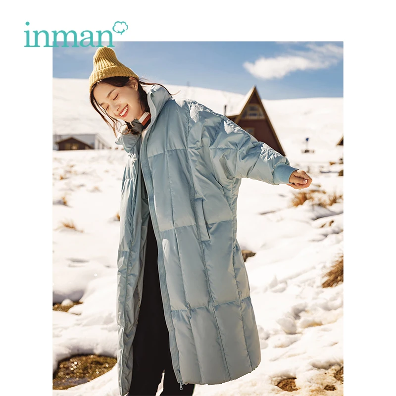 

INMAN 2018 Women Clothing Winter Stand Collar Keep Warm Wind Protection Korean Loose Style Lady Girl Long Down Outerwear Coat