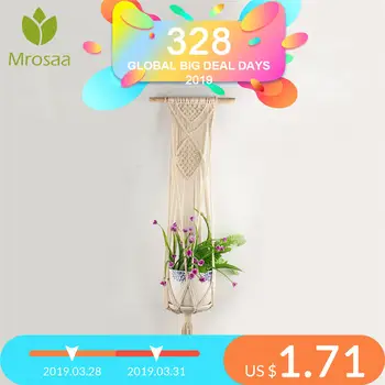 

New Macrame Plant Hanger Hanging Planter Basket Flower Pot Holder Jute Rope Braided Craft Hand-made Vertical Hanging Flower Pots