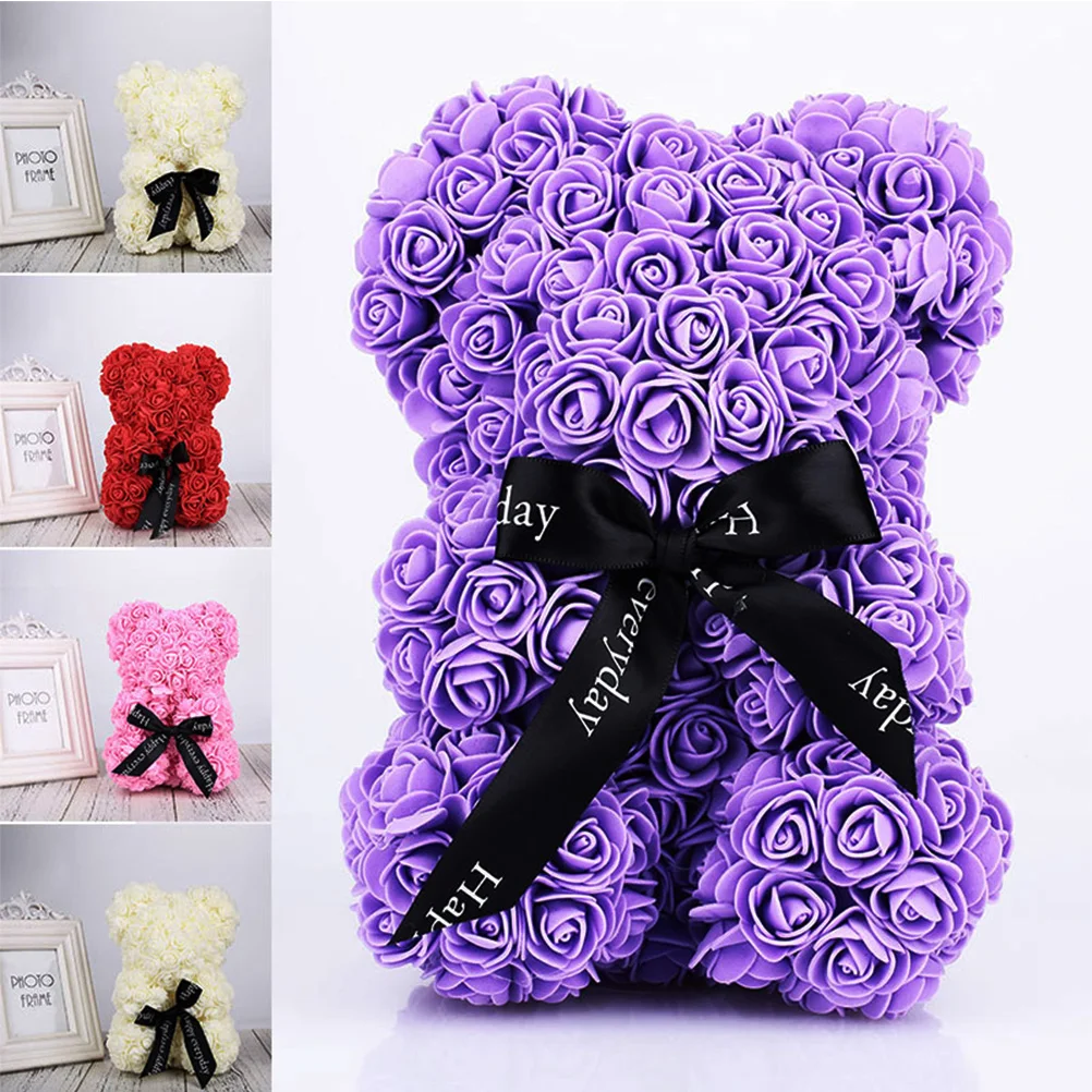 

25cm Soap Foam Bear of Roses With Box Artificial Flower Gifts Romantic Anniversary For Women Valentines Mother's Day Gift