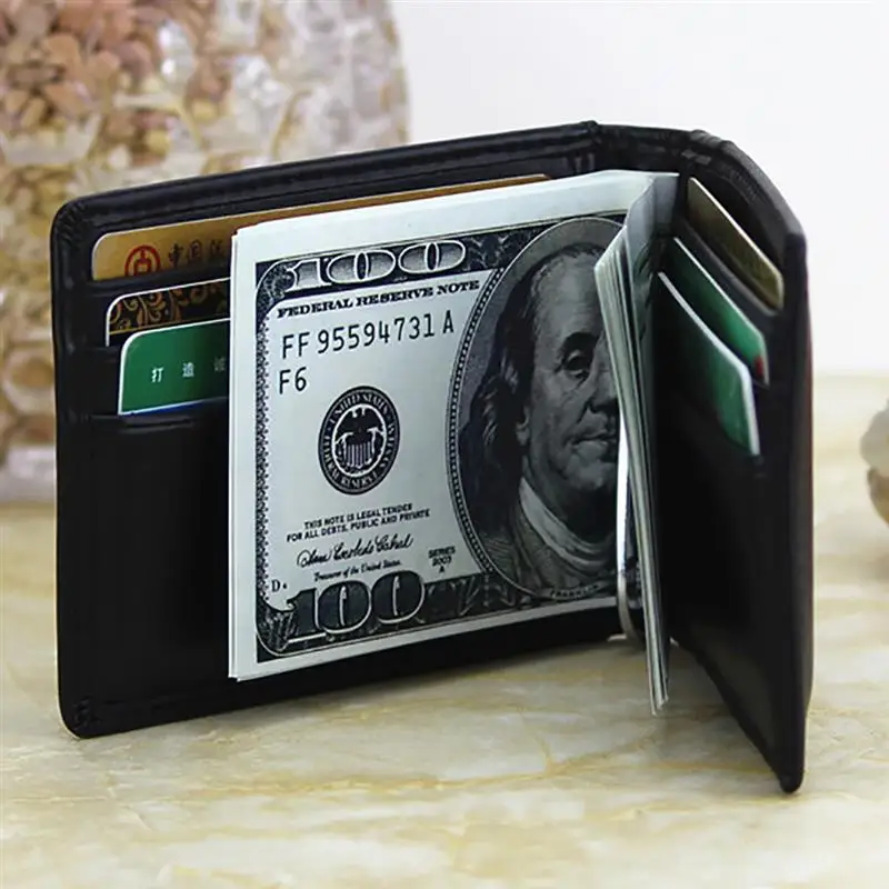 

Creative Money Clip HASP Short Slim Wallet for Men Boys Business ID Credit Card Cases Casual Genuine Leather Short Wallet