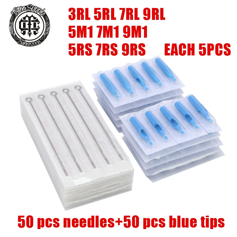 

Assorted Sterilized Tattoo Needles and Disposable Tattoo Tubes Tips Mixed 10 Sizes 3RL 5RL 7RL 9RL 5RS 7RS 9RS 5M1 7M1 9M1 kits