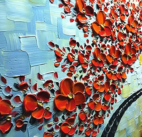 Günstig 100% Hand Gemalt 3D Öl Gemälde Ahorn Baum Bilder Home Decor Red Kunstwerk Leinwand Wand Kunst Kein Gestaltet Abstrakte