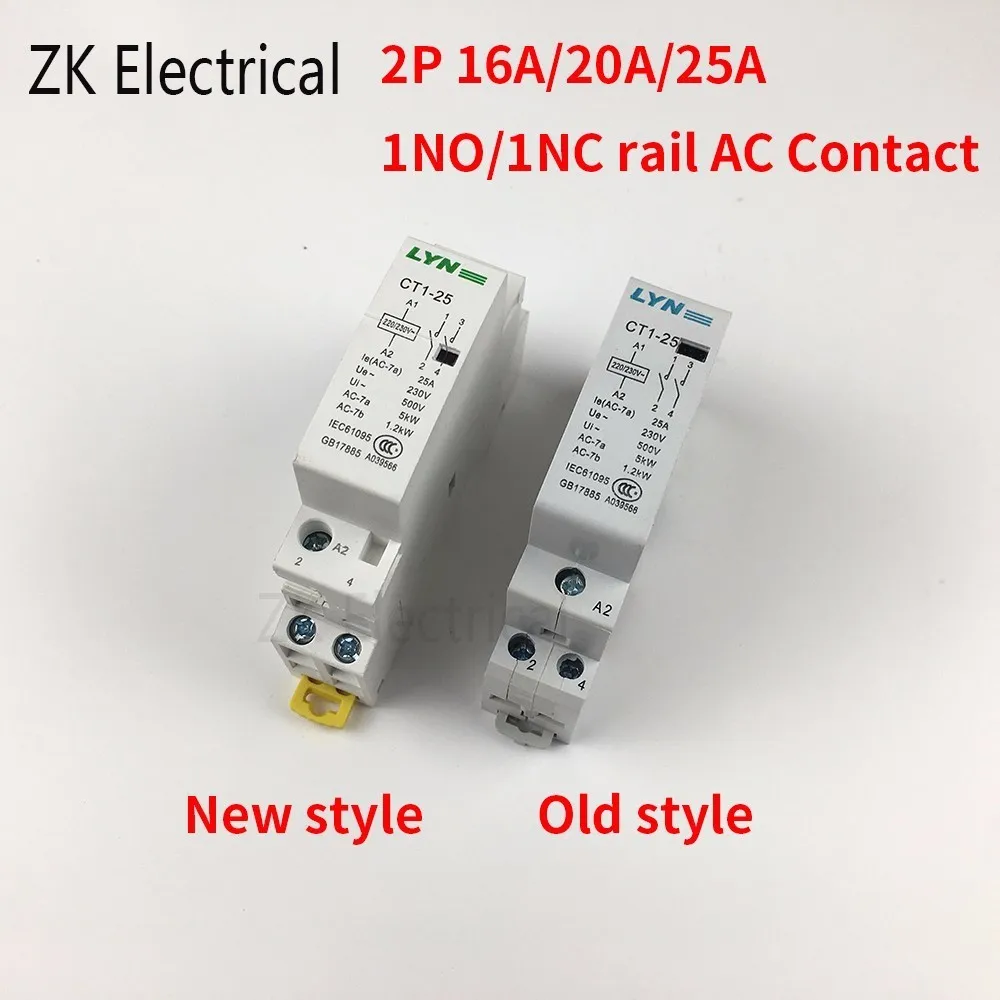 

2P 16A 25A 1NC 1NO 220V 230V 50/60HZ Din Rail Household Ac Contactor One Normal Open One Normal Close for Home Hotel Resturant