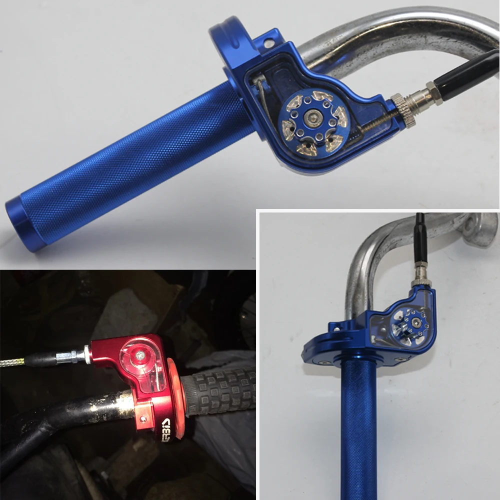 ZSDTRP CNC Adjustable Aluminum Throttle Grips Settle Twist Gas Throttle Handle For 110-250cc Dirt Pit Bikes Modified