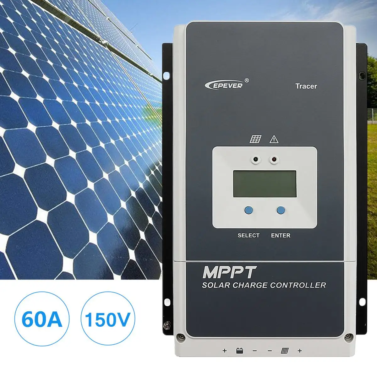 

MPPT 60A Solar Charge Controller Tracer 6415AN Battery Regulator 150V PV 4 Charging Options 23.5x33.5x12cm Load Relay Control