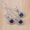 Bridal  Silver Color Jewelry Sets Blue Zirconia Stone Earrings For Women Wedding Jewelry With Ring Pendant Necklace 6