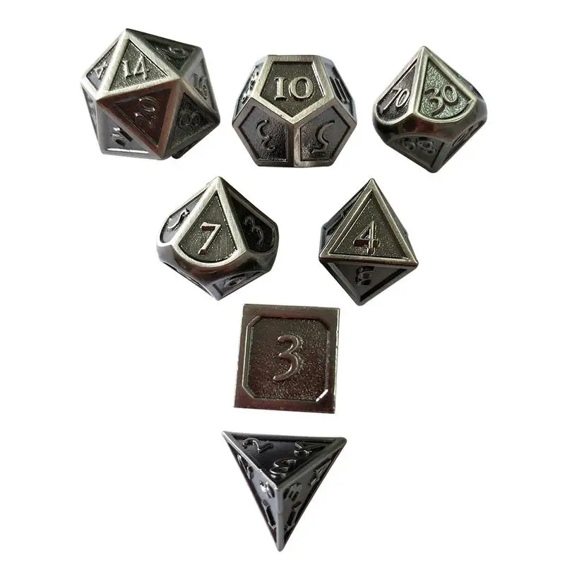 

2018 New 7Pcs For Dungeons & Dragons 7pcs/set Innovative RPG Dice D&D Metal Dice Set Entertainment Supplies Gaming Gambling