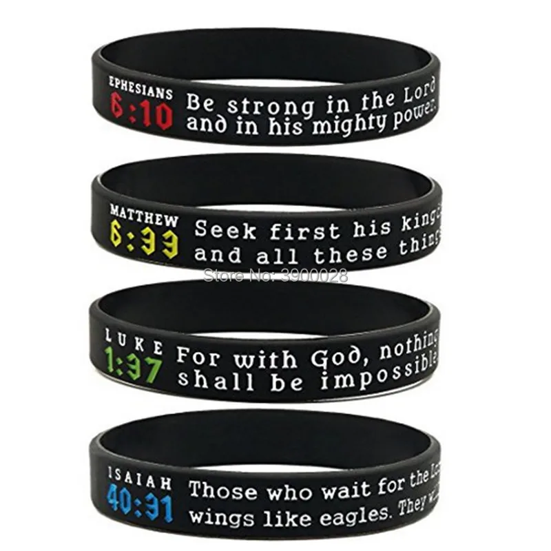 100pc Bible Verse Ephesians Matthew Luke Isaiah silicone wristband