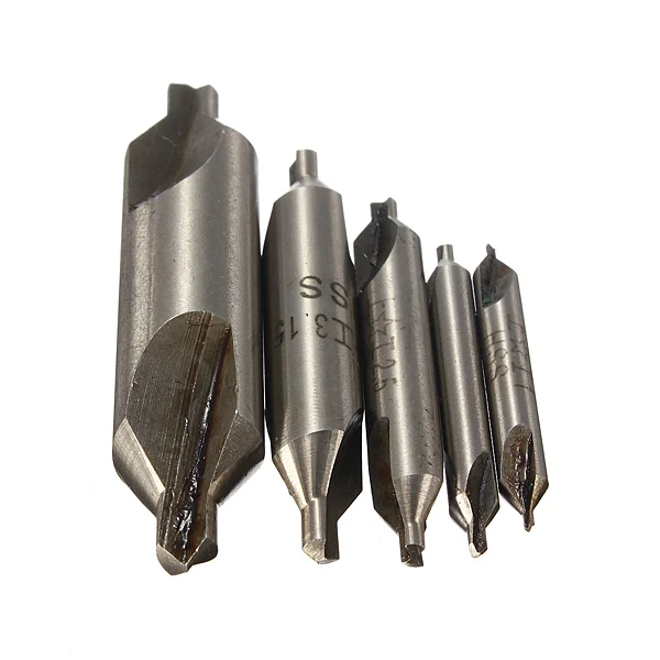  High quality 5 Pcs 60 Degree Bit HSS Combined Center Drills Countersinks Set Tool