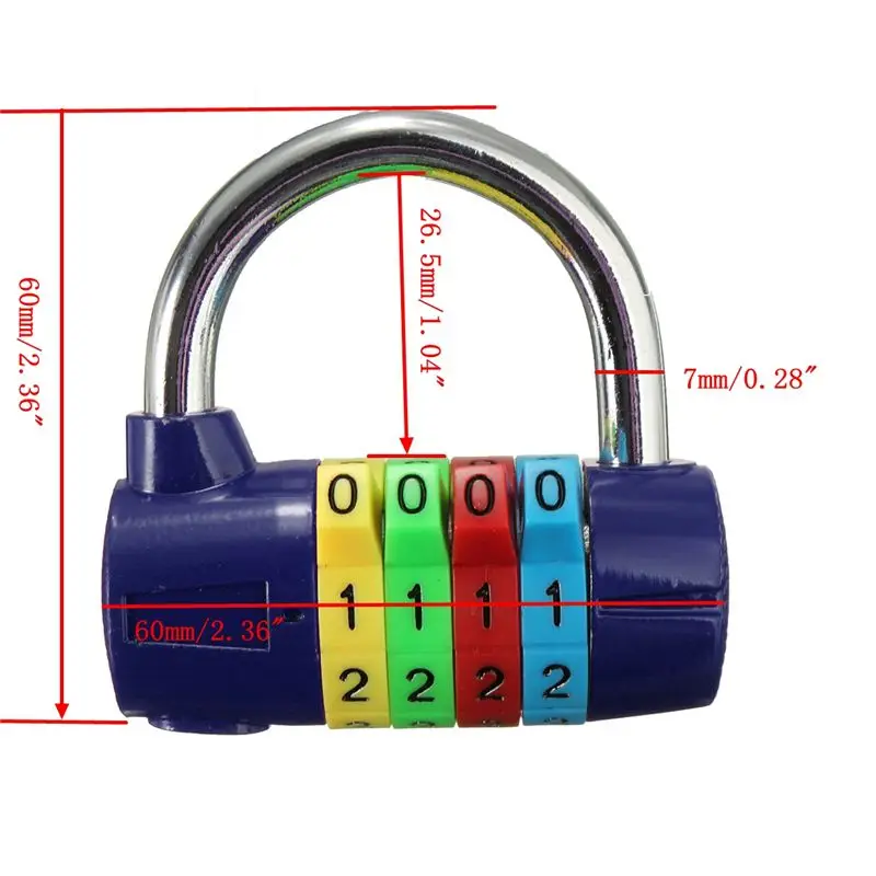 4 цвета Resettab 4 цифры код пароль Комбинация замок безопасности замок Пароль замок для тренажерного зала