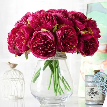 

Simulation flower hand tie five peony home decoration fake flower wedding supplies ornaments red