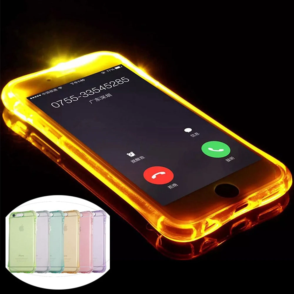Чехол KISSCASE со светодиодной вспышкой для iPhone X 10 8 7 6s 6 Plus светящийся мягкий