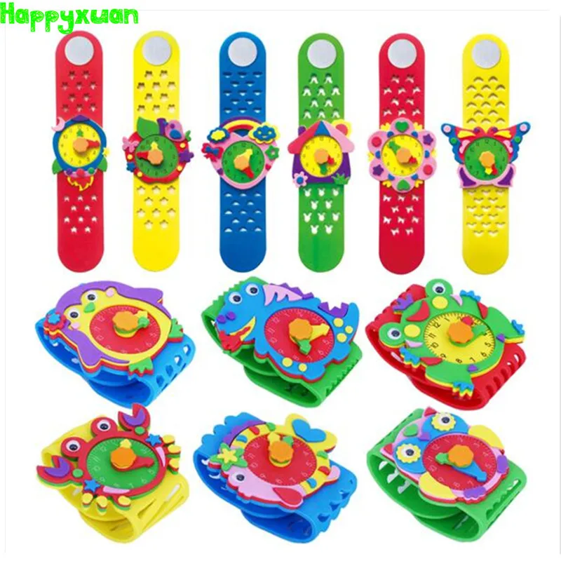  Happyxuan 12 Designs DIY 3D EVA Foam Craft Sticker Handmade Watch Clock Learning Kids Kindergarten  - 32966935081
