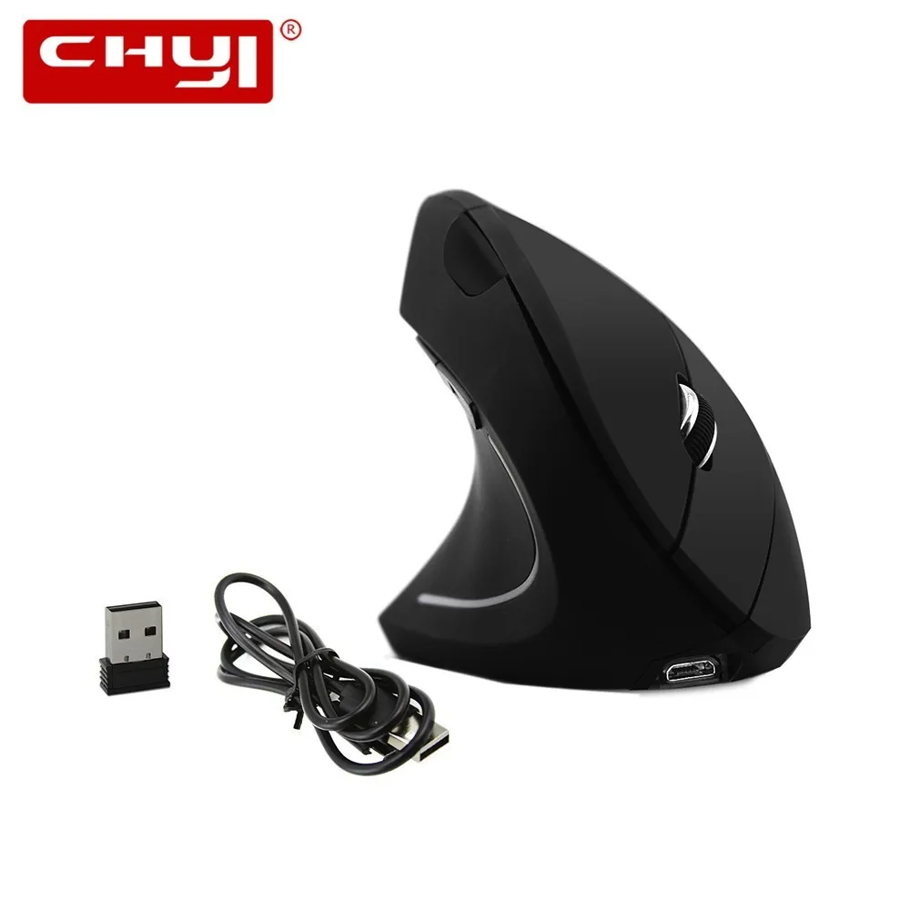 

CHYI Vertical 2.4GHz Wireless Left Hand Mause Rechargeable Ergonomic Mice 1600 DPI 6 Buttons With Mouse Pat Mat Fancy LED Light