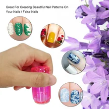 Modelos Da Arte do prego Clara Pura Geléia prego carimbar a placa de Silicone Raspador Com Tampa & Raspador 2.8 centímetros Transparente Selo Unha nail Art(China)